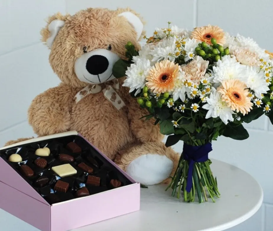 Flowers and Teddy